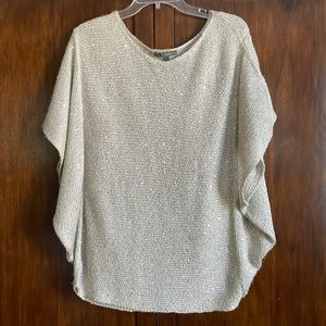 Off White Shimmer Batwing Mohair Sweater